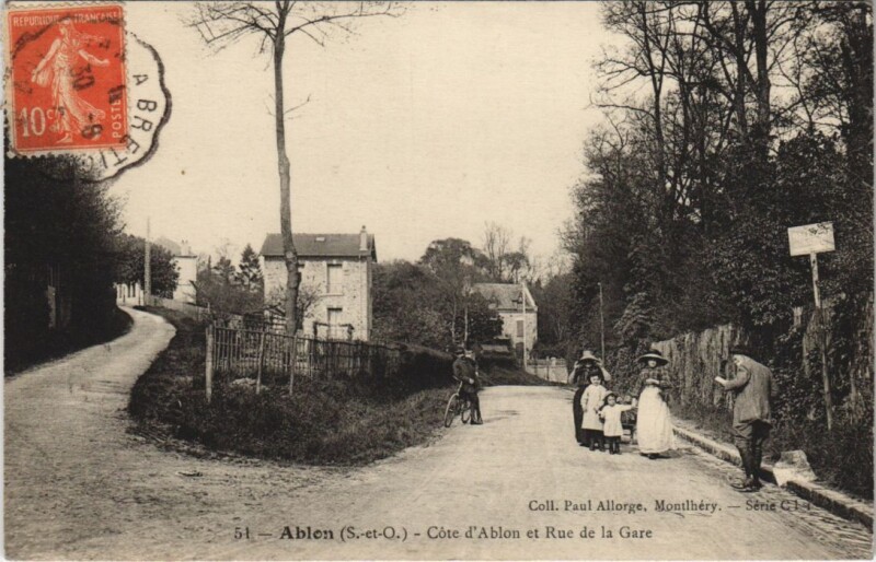 Carte postale ancienne Ablon - Coté d'Ablon et Rue de la Gare