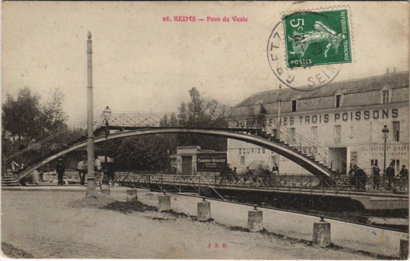 Carte postale ancienne Reims - Pont de Vesle à Reims