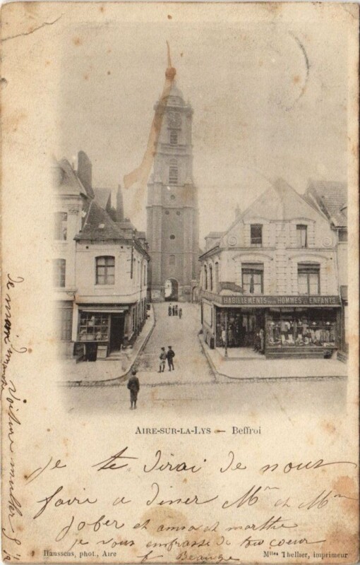 Carte postale ancienne Aire-sur-la-Lys-Beffroi à Aire-sur-la-Lys