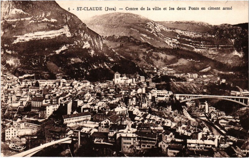 Carte postale ancienne Saint Claude- Centre de la Ville France à Saint-Claude