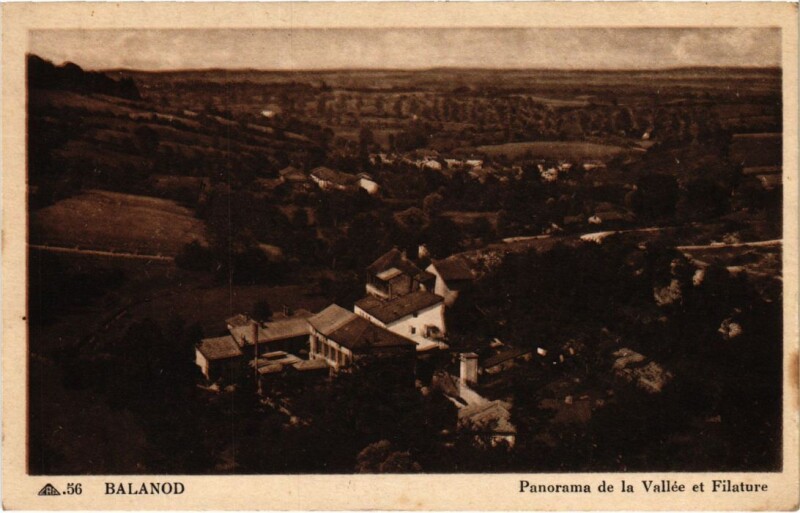 Carte postale ancienne Balanod- Panorama de la Vallee et Filature France à Balanod