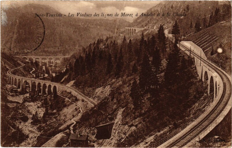 Carte postale ancienne Les Viaducs de lines de Morez a Andelot France