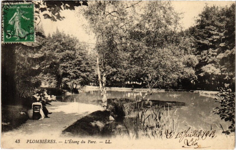 Carte postale ancienne Plombieres- Etang du Parc France