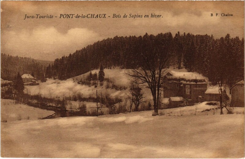 Carte postale ancienne Pont de la Chaux- Bois de Sapins en Hiver France