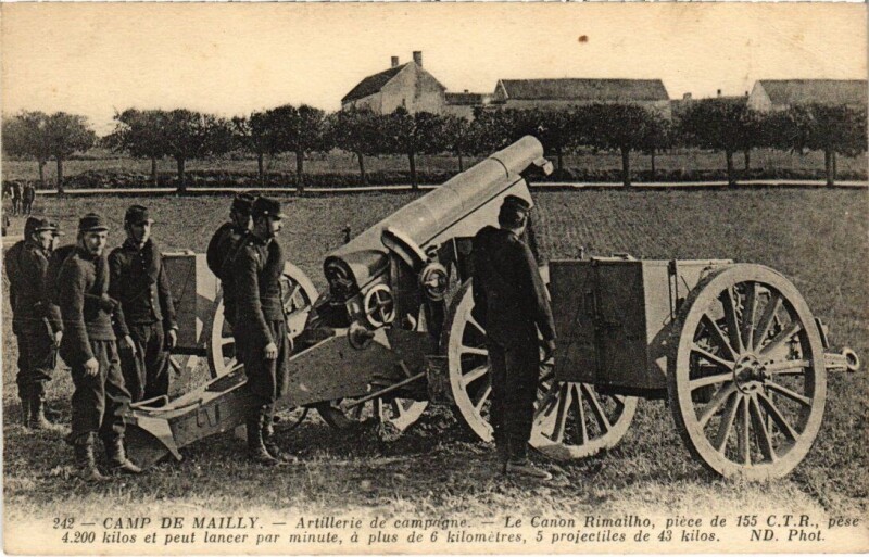 Carte postale ancienne Camp-de-Mailly - Artillerie Canon