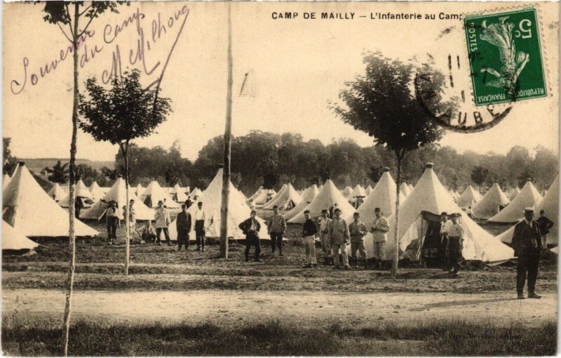 Carte postale ancienne Camp-de-Mailly - Infanterie au camp