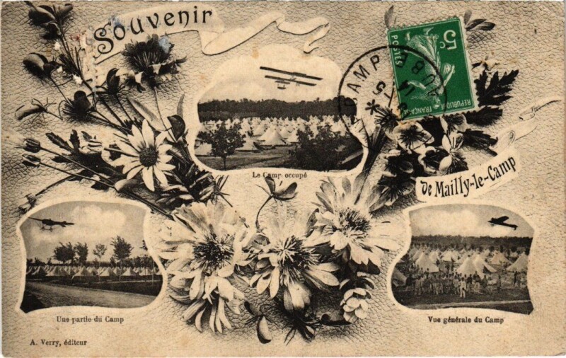 Carte postale ancienne Camp-de-Mailly - Souvenir fleur collage