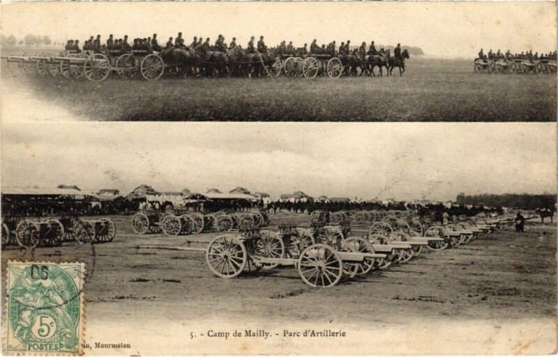Carte postale ancienne Camp-de-Mailly - Parc d'Artillerie