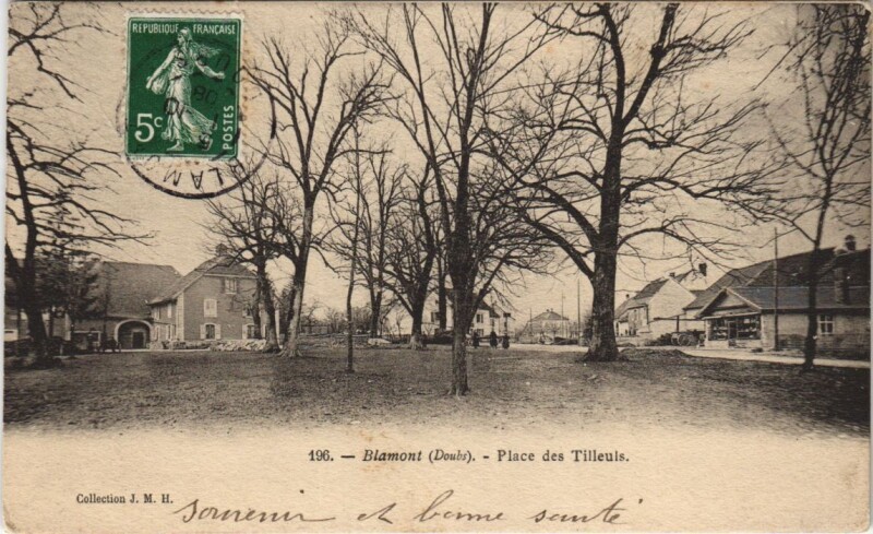 Carte postale ancienne Blamont - Place des Tilleurs à Blamont