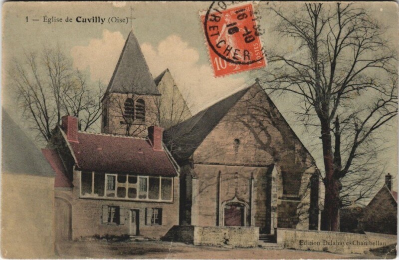 Carte postale ancienne Eglise de Cuvilly à Cuvilly