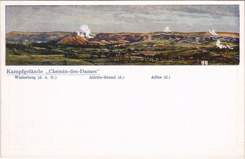 Carte postale ancienne Chemin des Dames - Kampfgelande - Panorama