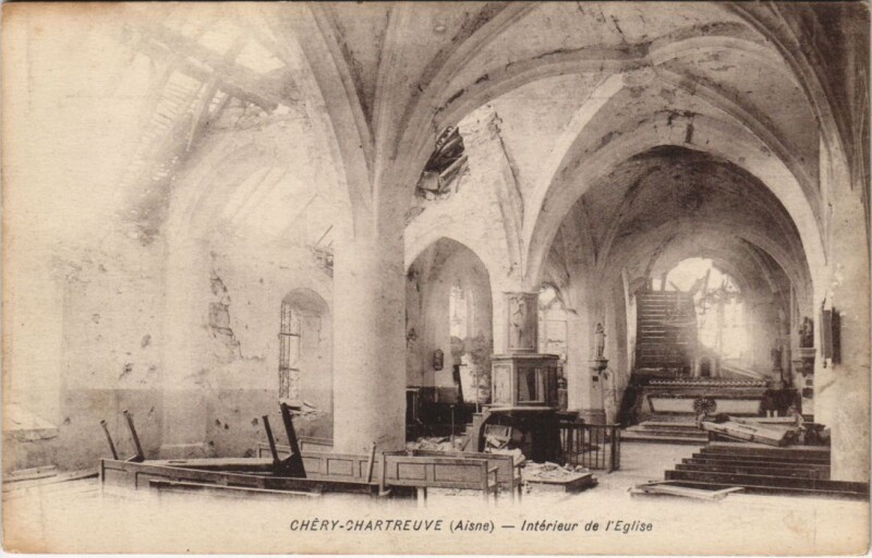 Carte postale ancienne Chery-Chartreuve - Interieur de l'Eglise à Chéry-Chartreuve