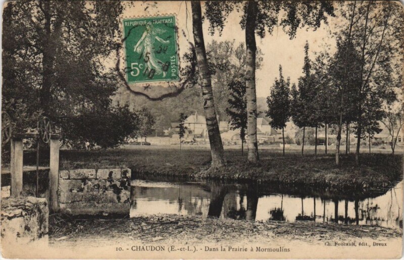 Carte postale ancienne Chaudon - Dans la Prairie a Mormoulins à Chaudon