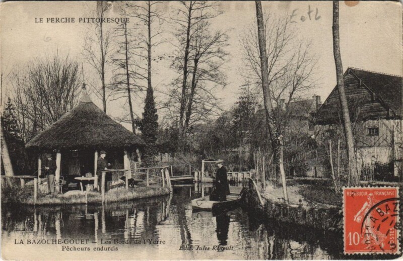 Carte postale ancienne La Bazoche-Gouet - Bords de l'Yere Pecheurs à La Bazoche-Gouet