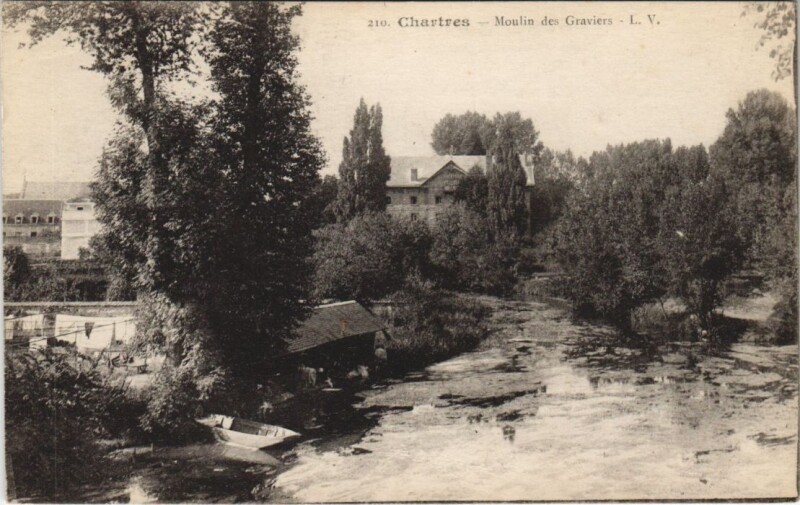Carte postale ancienne Chartres - Moulin des Graviers à Chartres