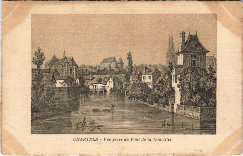 Carte postale ancienne Chartres - Vue prise du Pont de la Courtille à Chartres