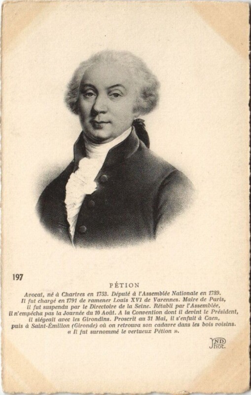 Carte postale ancienne Pétion Anocat né a Chartres en 1758.Député a l'Assemblée Nationale à Chartres