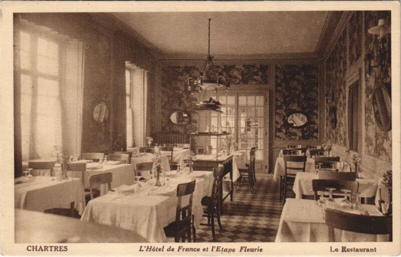 Carte postale ancienne Chartres - L'Hotel de France et l'Etape Fleurie - Le Restaurant à Chartres