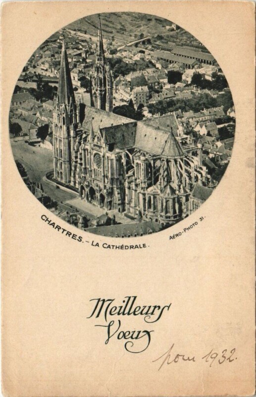 Carte postale ancienne Chartres - La Cathédrale - Meilleurs Voeux à Chartres