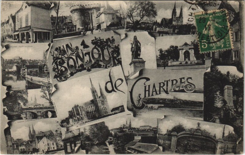 Carte postale ancienne Bonjour de Chartres à Chartres