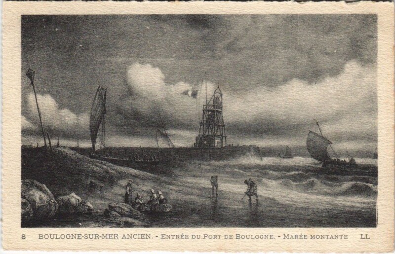 Carte postale ancienne Boulogne-sur-Mer - Ancien-Entrée Du Port -Maree Montante à Boulogne-sur-Mer