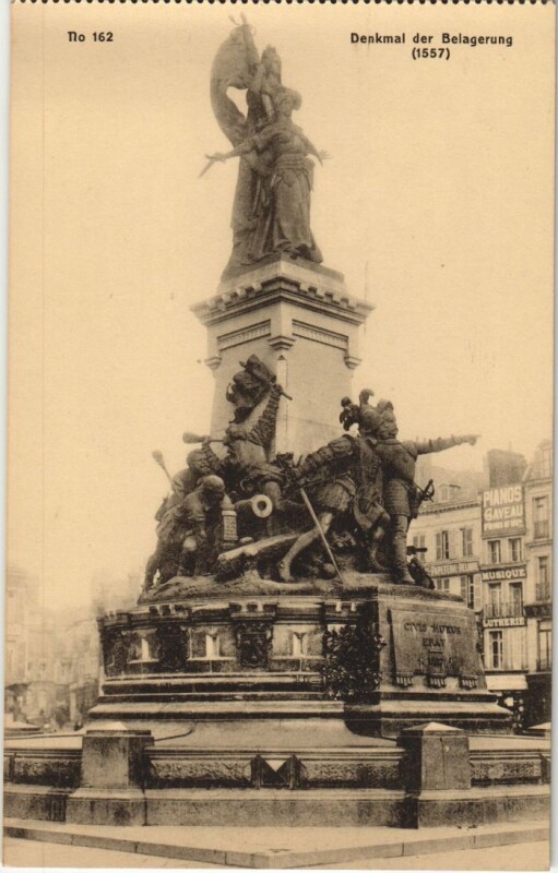 Carte postale ancienne Saint Quentin- Denkmal der Belagerung France à Saint-Quentin