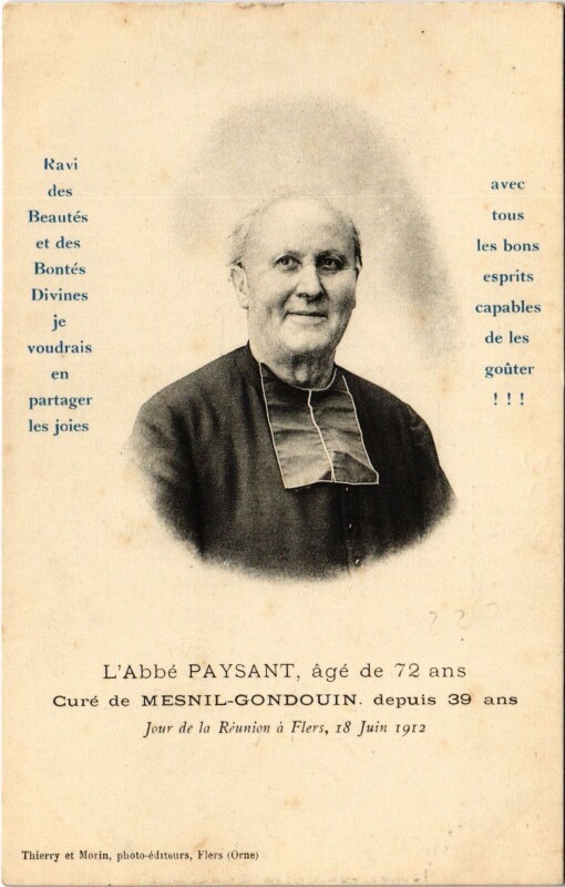 Carte postale ancienne Mesnil Gondouin - Abbé Paysant curé