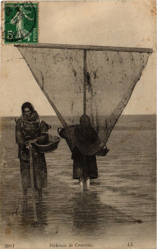 Carte postale ancienne Pécheuses de Crevettes