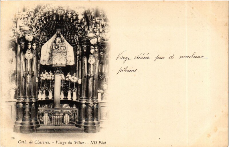 Carte postale ancienne Cathédrale du Chartres Vierge du Pilier à Chartres