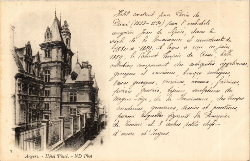 Carte postale ancienne Maine-et-Loire Angers Hotel Princé à Angers