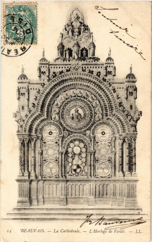Carte postale ancienne Beauvais- Cathedrale , Horloge de Verite France à Beauvais