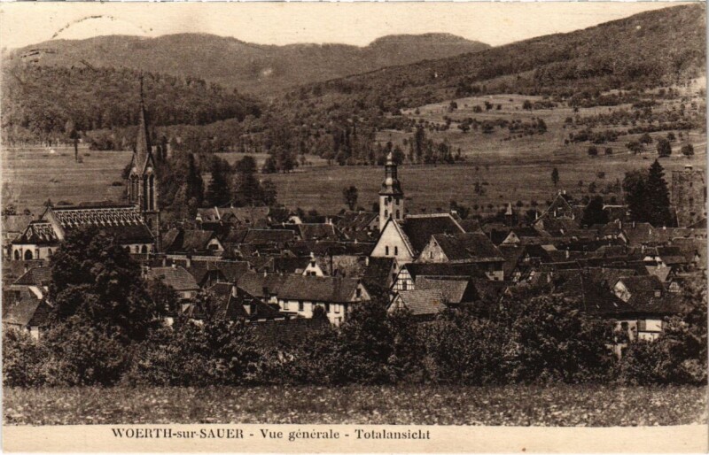 Carte postale ancienne Woerth-sur-Sauer - Vue générale à Woerth