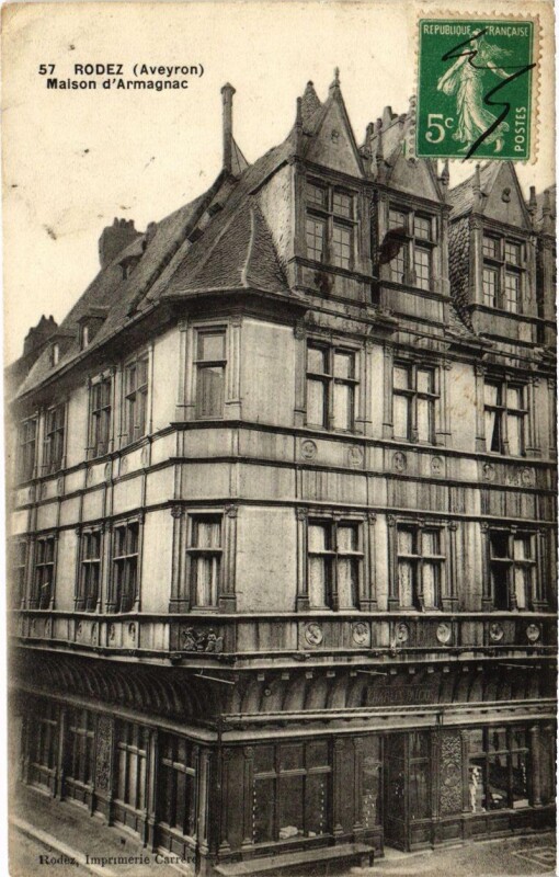 Carte postale ancienne Rodez Maison d'Armagnec à Rodez