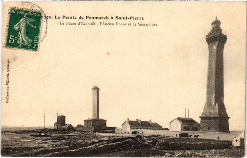 Carte postale ancienne La Pointe de Penmarch a Saint-Pierre - Le Phare d'Eckmuhl à Penmarch