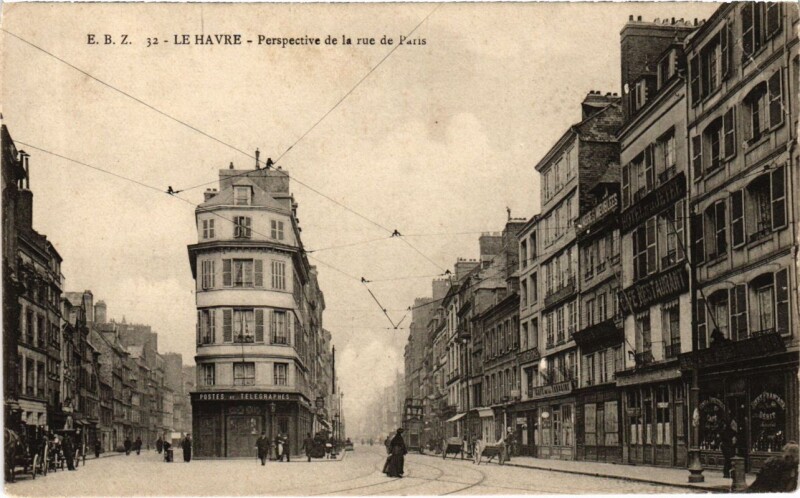 Carte postale ancienne Le Havre - Perspective de la rue de Paris au Havre