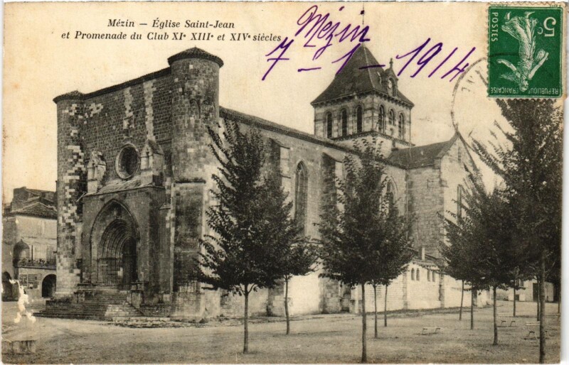 Carte postale ancienne Mezin Eglise Saint-Jean