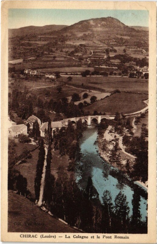 Carte postale ancienne Chirac - La Colagne et le Pont Romain
