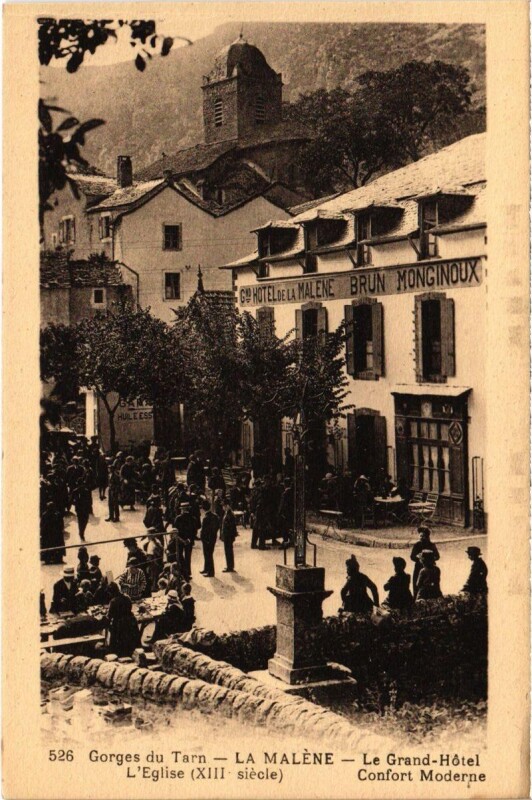 Carte postale ancienne Gorges du Tarn - La Malene - Le Grand Hotel