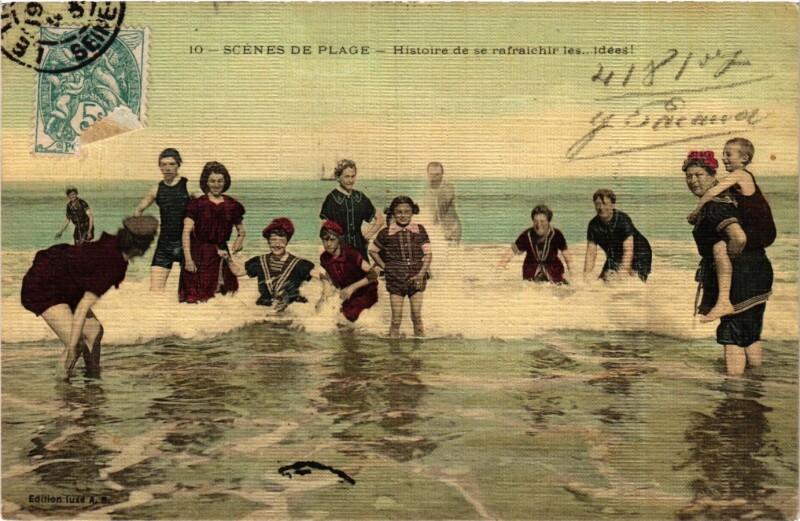 Carte postale ancienne Scénes de Plage - Histoire de se refraichir les idéeal