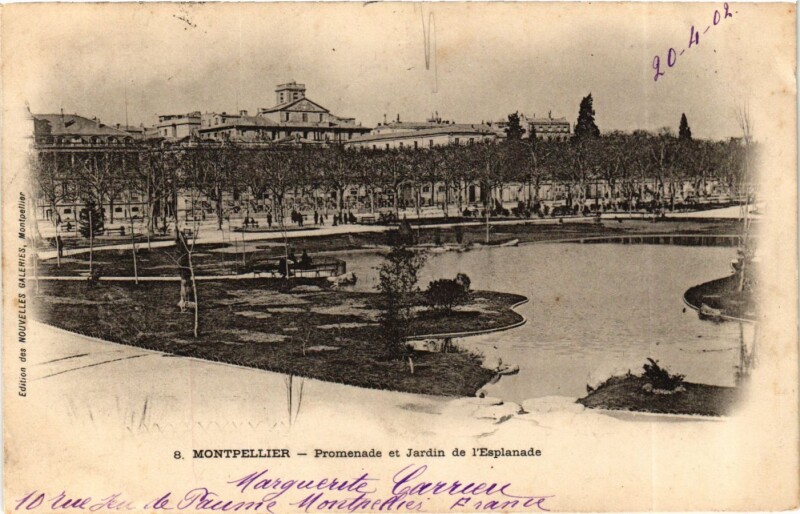 Carte postale ancienne Montpellier Promenade et Jardin Esplanade à Montpellier