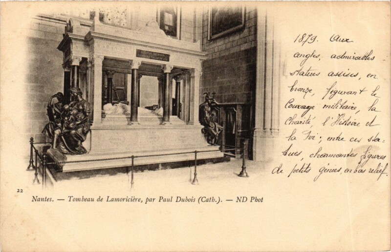 Carte postale ancienne Nantes Tombeau de Lamoriciere par P. Dubois à Nantes
