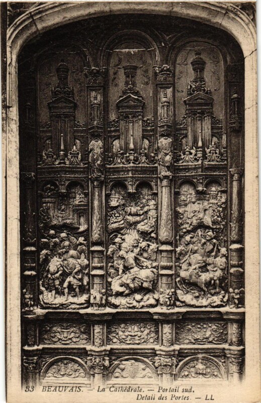 Carte postale ancienne Beauvais- Cathedrale , Portail Sud France à Beauvais