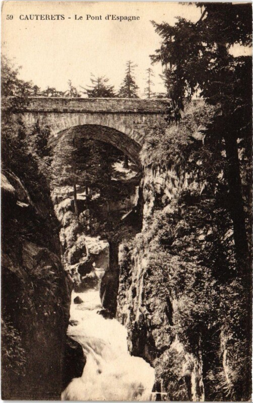 Carte postale ancienne Cauterets - Le Pont d'Espagne à Cauterets