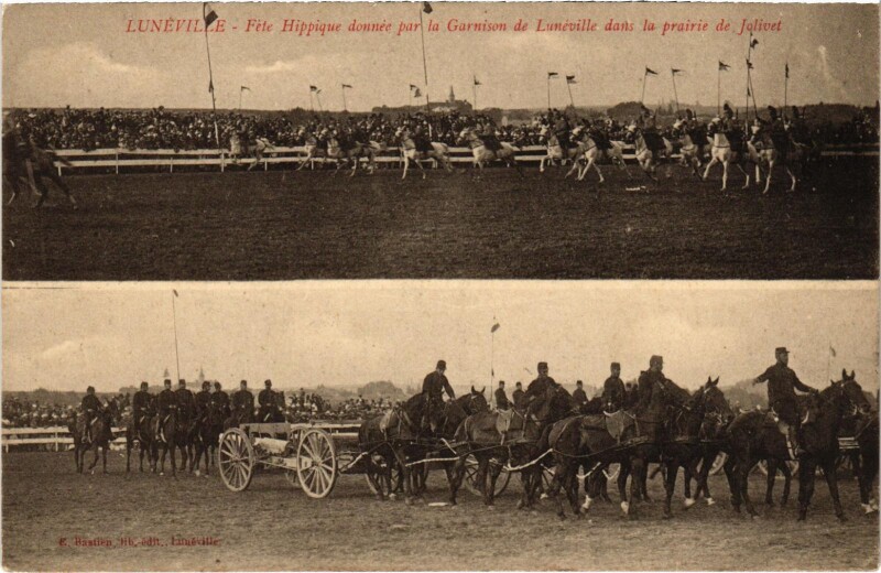 Carte postale ancienne Militaire Lunéville - Féte Hippique donné par la Garnison à Lunéville
