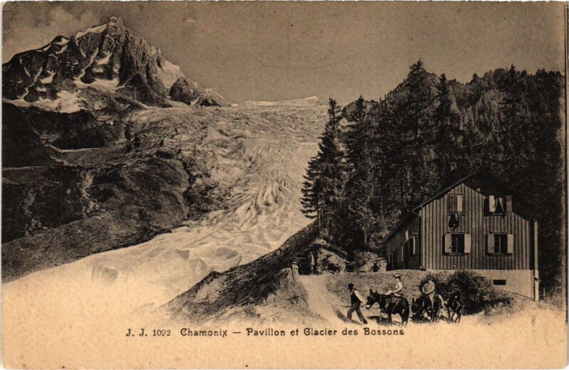 Carte postale ancienne Chamonix - Pavillon et Glacier des bossons