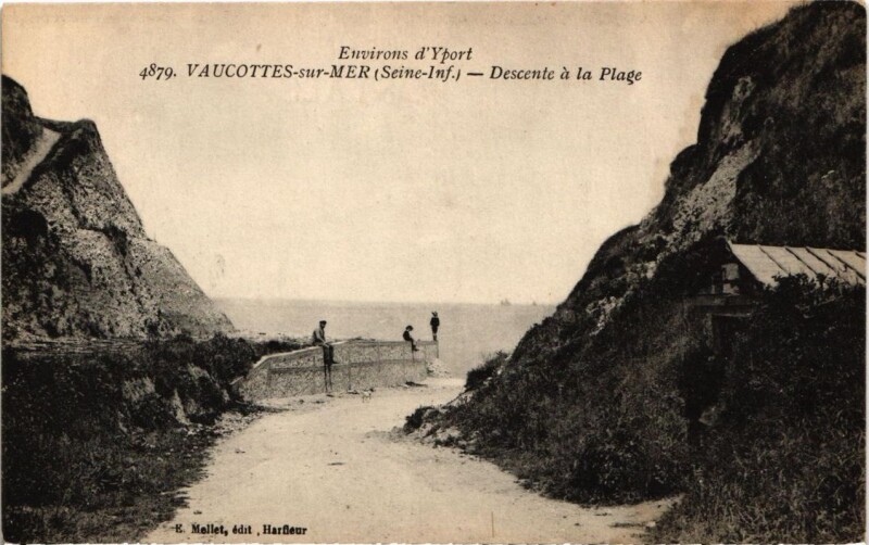 Carte postale ancienne Env. d'Yport - Vaucottes-sur-Mer - Descente a la Plage à Yport