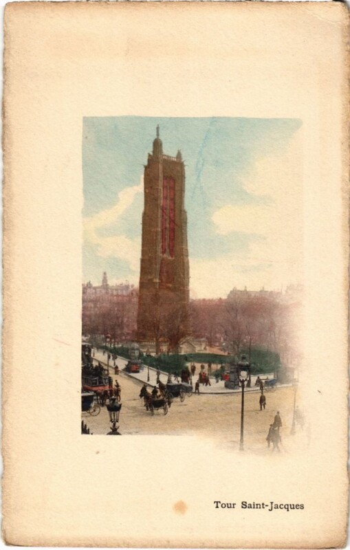 Carte postale ancienne Paris 1e Tour Saint-Jacques Tinted à Paris 1er