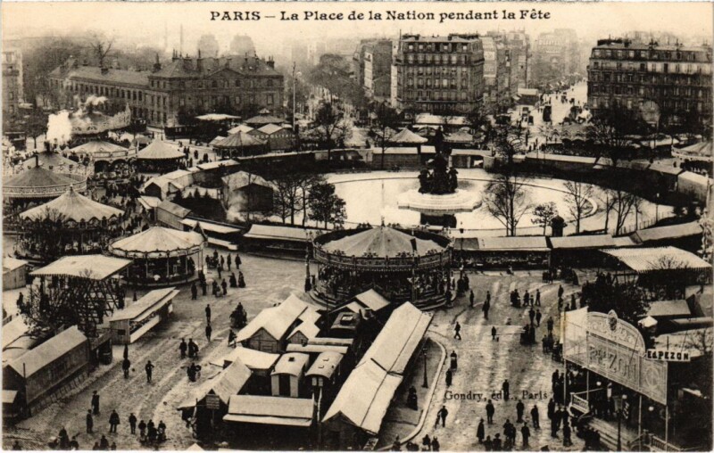 Carte postale ancienne Paris 12e Place de la Nation pendant la Fete ed. Gondry à Paris 12e