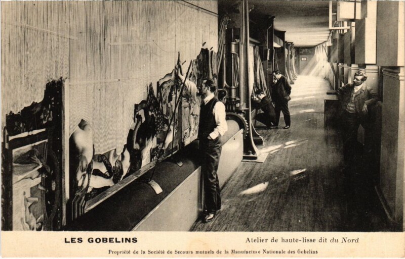 Carte postale ancienne Paris 13e les gobelins Atelier de haute-lisse à Paris 13e