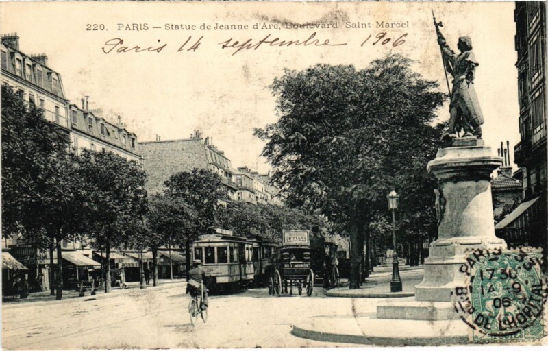 Carte postale ancienne Statue de Jeanne d'Arc - Boulevard Saint-Marcel à Paris 13e